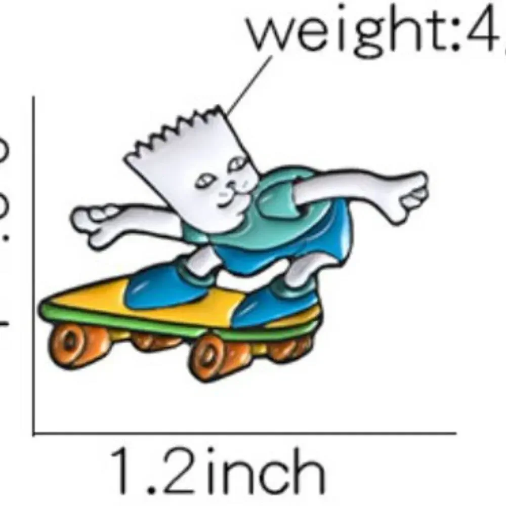 Cat on Skateboard Pin Brooch Kitten